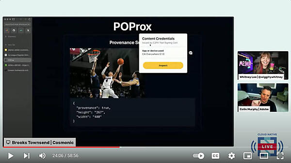 NCAAのバスケットボールゲームの写真を使ってその由来（Provenance）を表示