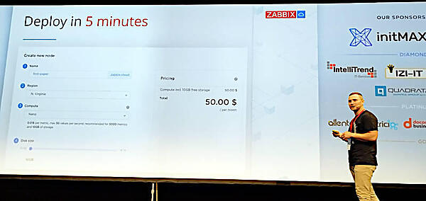 Zabbix CloudのWebサイトからパラメータを入れるだけで必要なサイズを選択可能