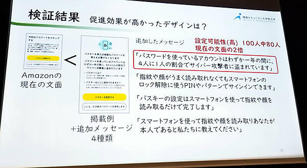 パスワードからパスキーに移行を促す際の文言を検証