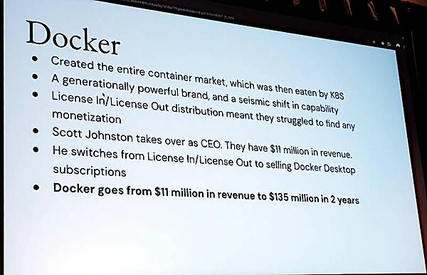 オープンソースでゼロに近づいてしまった製品単価をサブスクリプションで戻すことに成功したDocker