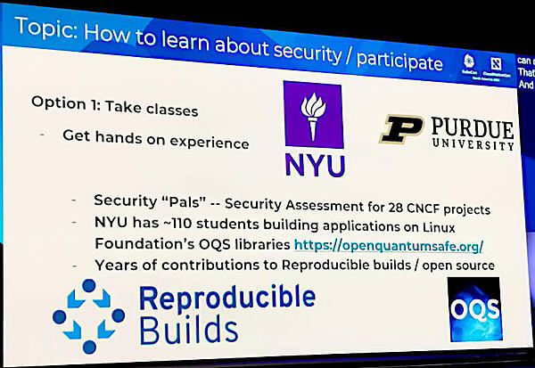 Cappos氏が教えるNYUの宣伝も忘れずに紹介