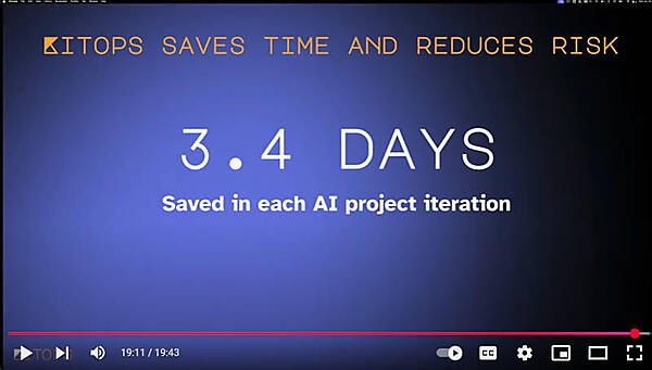 KitOpsによって開発を繰り返す時間が3.4日削減できたと紹介
