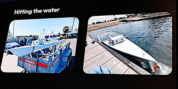 実際に水上で実験を行っているようす