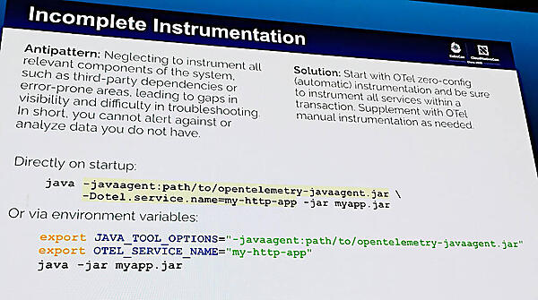 不完全なインストゥルメンテーションの例を説明