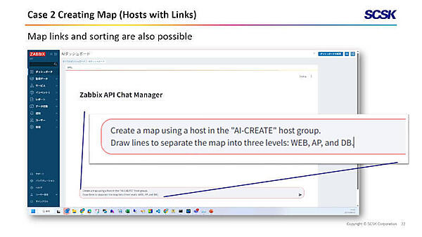 サーバーの構成マップを作る操作を生成AIにチャットで質問