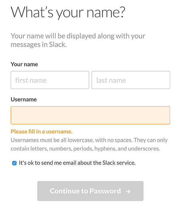 氏名とユーザー名を入力