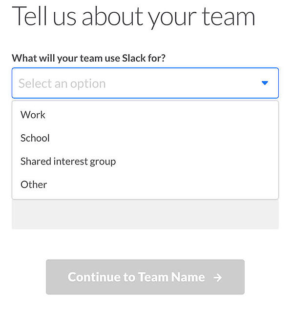 チームの種類を選択