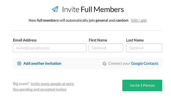 ユーザーの招待画面
