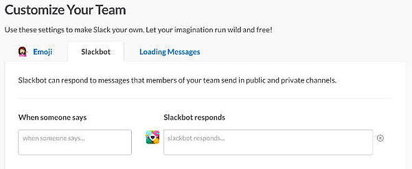 Slackbot設定画面