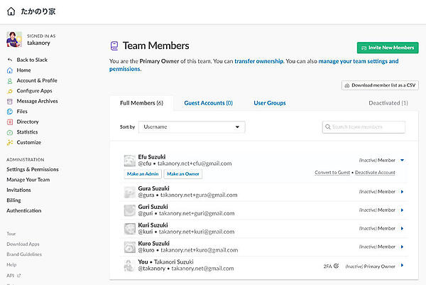 管理者権限を設定