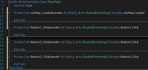 作成された各種イベントハンドラ