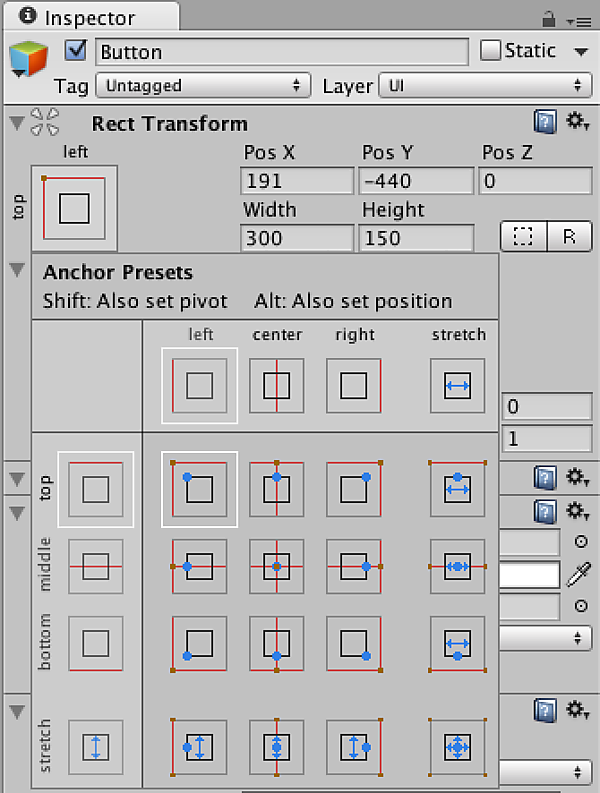 アンカーを左上隅に設定
