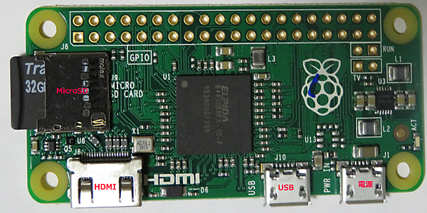 Raspberry Pi Zeroの本体