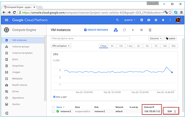 Google Cloud Platform管理者画面