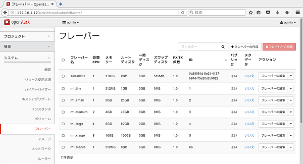 フレーバの作成直後