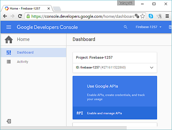 Project作成後の画面表示