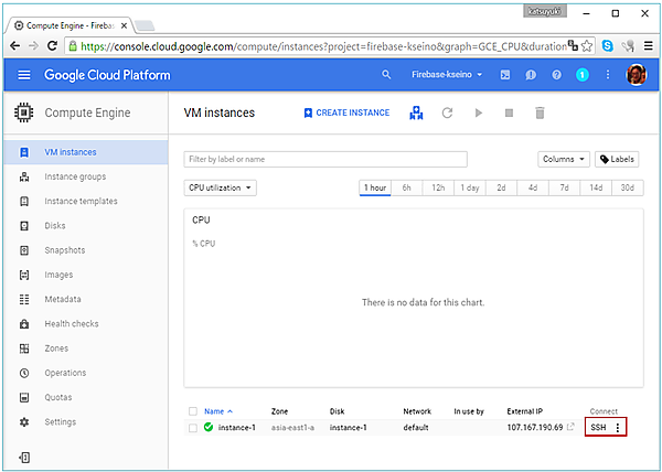 生成されたインスタンスの画面表示