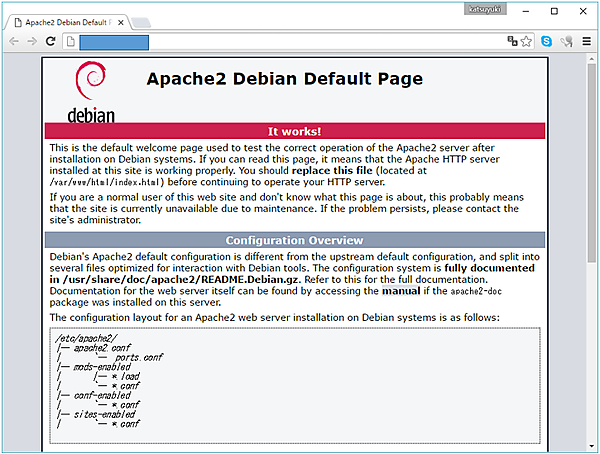 Apache2 Debianのデフォルトページ