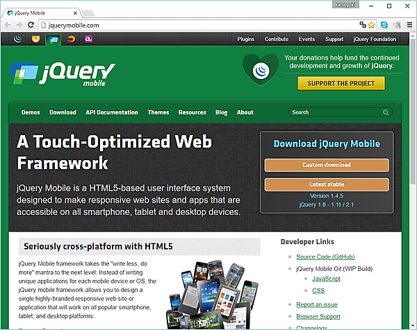 jQuery Mobileライブラリの公式ページ