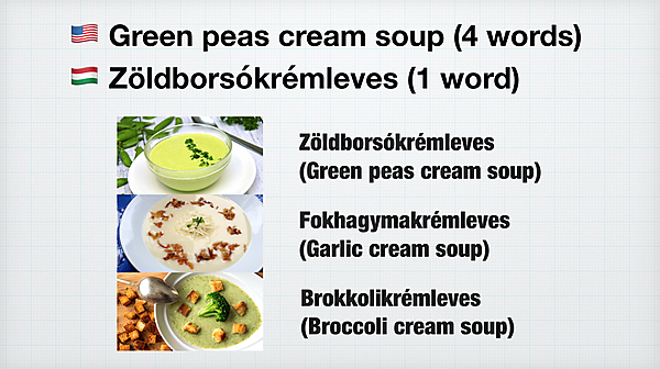 英語（上）とハンガリー語（下）の比較