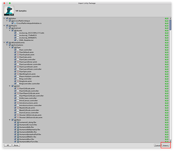 ダウンロード完了後、Importボタンでプロジェクトにインポート