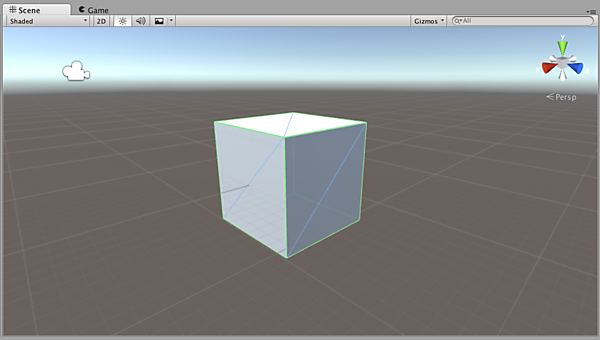 慣れない人はヒエラルキーウィンドウから［Create］→［3D Object］→［Cube］で3Dオブジェクトを配置して自由なアングルで見られるように練習しよう