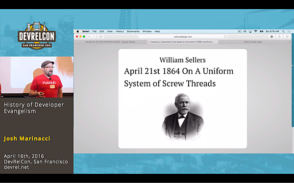 「History of developer evangelism」より。William Sellers氏の紹介