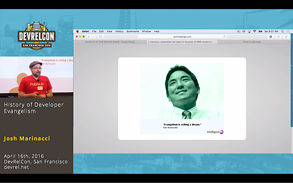 「History of developer evangelism」より。ガイ=カワサキ氏の紹介