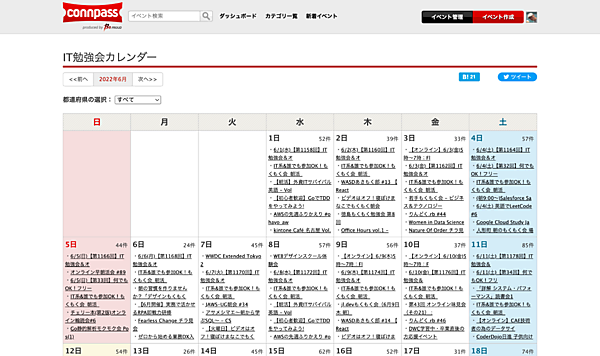 connpassでは毎日数十件のイベントが開催されている