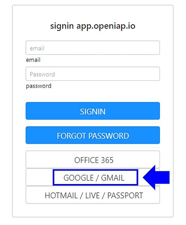 app.openiap.ioへのサインイン