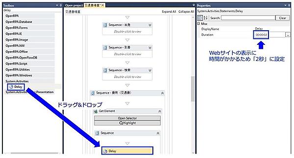「Delay」アクティビティ(2秒)
