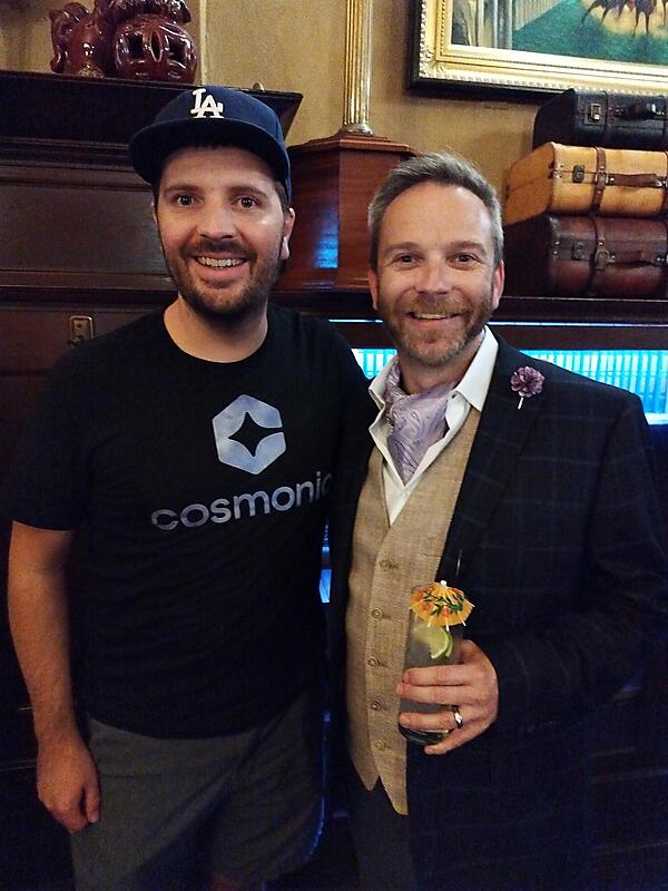 Fermyonが主催したパーティから。CosmonicのTylor Thomas氏とButcher氏