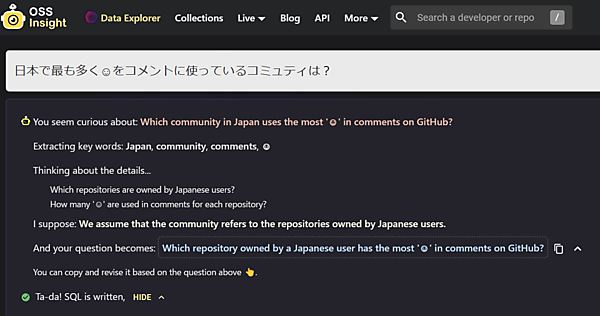 「☺」を多く使っているコミュニティを検索。意図は通じている