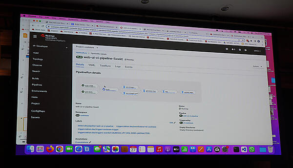 変更がプッシュされてCI/CDパイプラインが動く