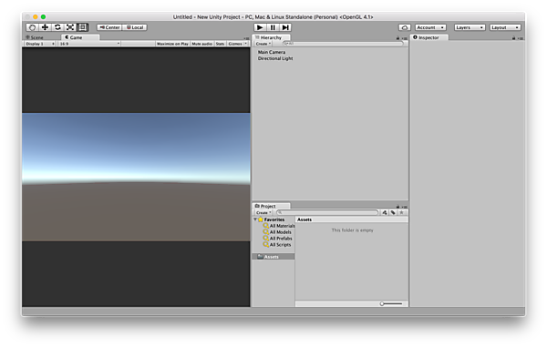 Unityの開発画面。画面左のシーンにゲームの要素を配置しながらゲーム作りを進めていく