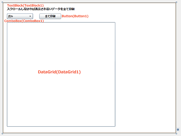 ComboBox、Button、DataGridコントロールをレイアウトした。