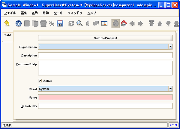 図5: 作成したウインドウ（Sample Window1）のレコードを表示する