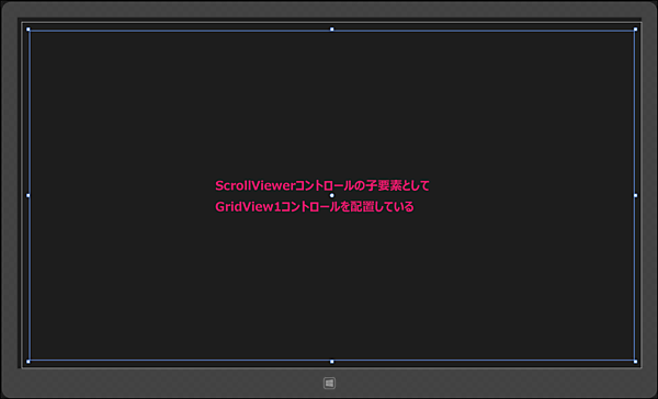ScrollViewerとGridViewコントロールを配置し