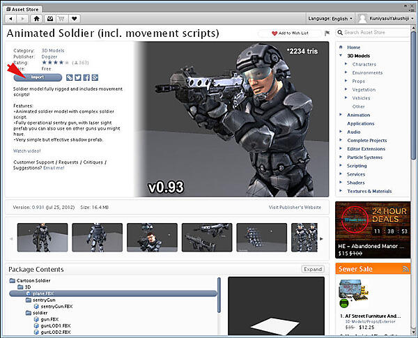 3Dモデルの「Animated Soldier」を入手