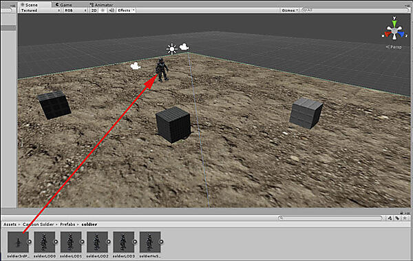 マシンガンを持った兵士を配置した