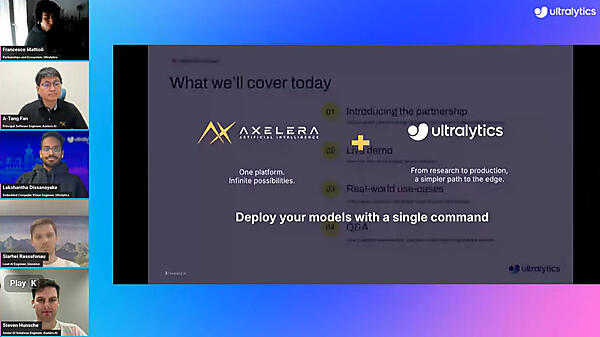 5名のエンジニアがそれぞれ交代で解説するAxelera AIとUltralyticsのソリューション