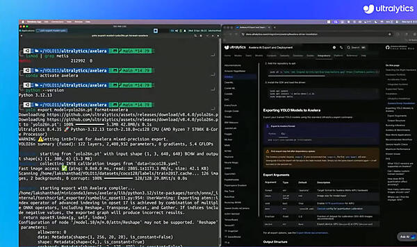 コマンドを叩いてPythonのコードを実行。ExportコマンドだけでAxeleraのモデルに変換
