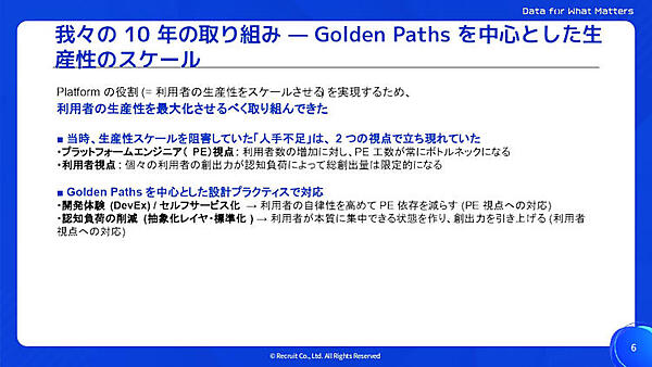 我々の10年の取り組み─Golden Pathsを中心とした生産性のスケール