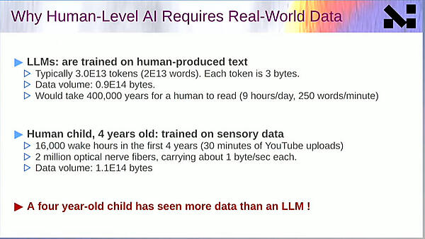 4歳児が眼から得るデータはLLMが学習に使用した全データよりも多い
